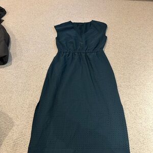 J. Crew Dark Green Midi Dress V-Neck Sleeveless